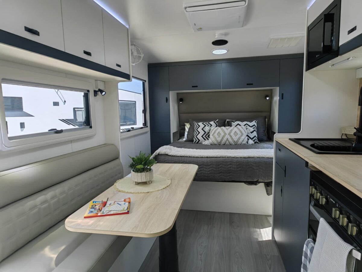 New 2026 styling on the Wild Shark includes black trims on the overhead cabinetry