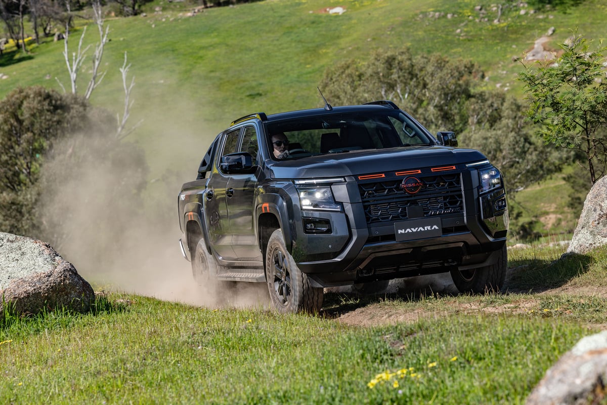 All Terrain tyres are standard on the 2026 Nissan Navara PRO-4X. The big grille allows for optimal air intake under load