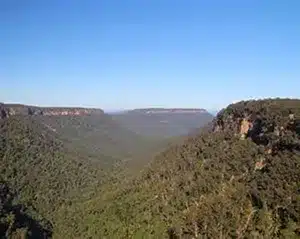 Kangaroo Valley landscape with escarpments and farmland in New South Wales