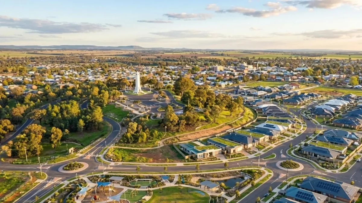 Aerial view of Parkes township in central west New South Wales