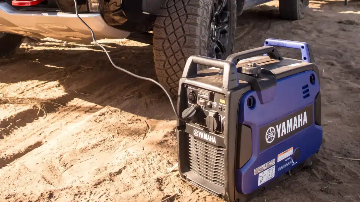 4wd with portable power generator connected charger