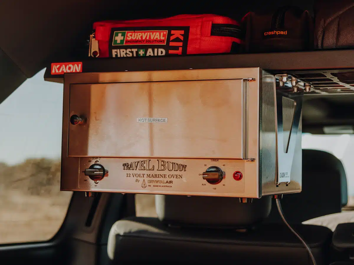 12v oven installed in the back of a ute or 4wd hanging from the roof