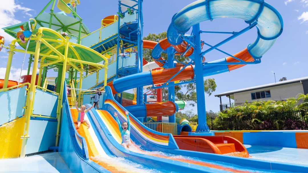 Colourful waterslide at waterpark