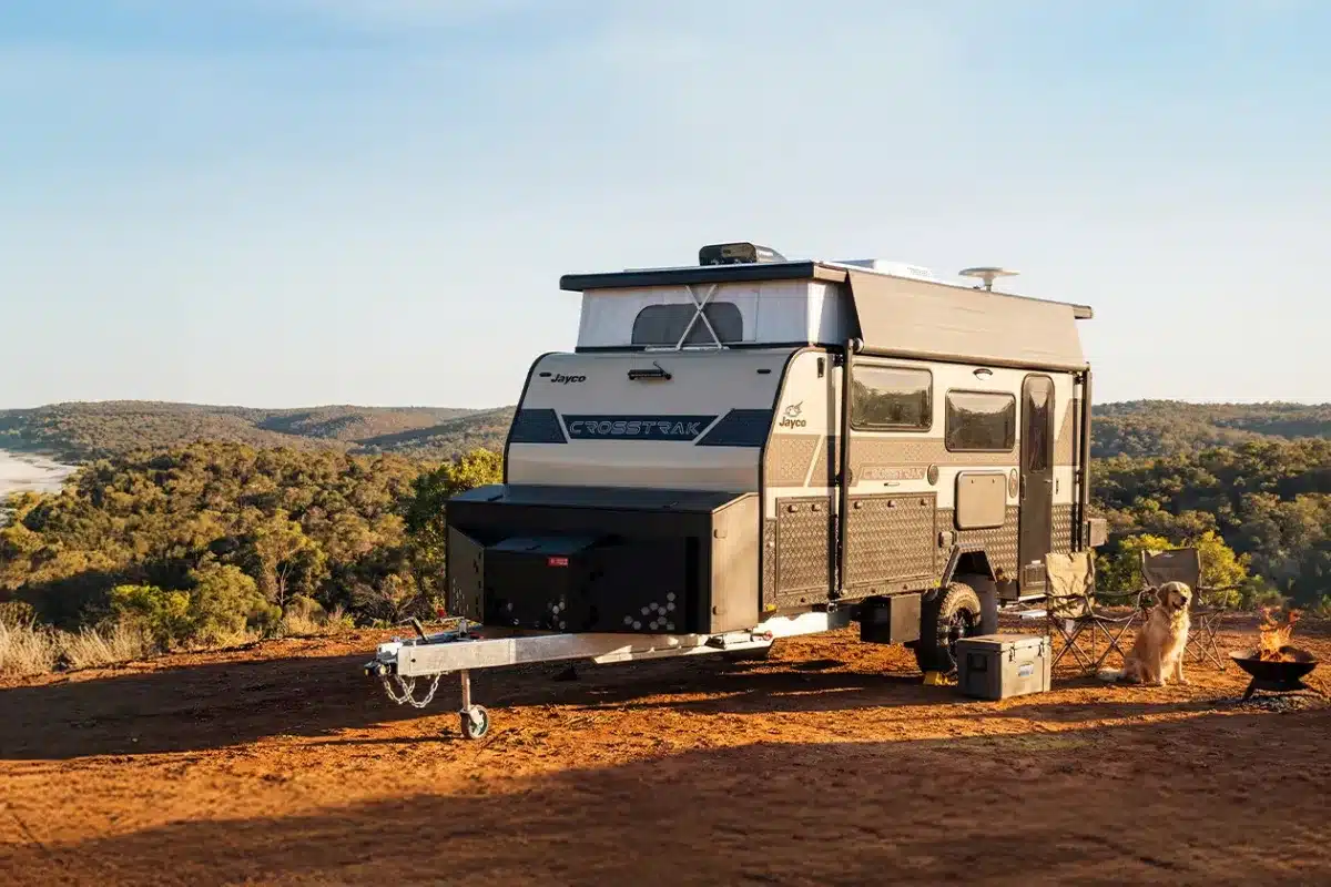 2026 Jayco Expanda pop-top caravan fully set up at an Australian campground